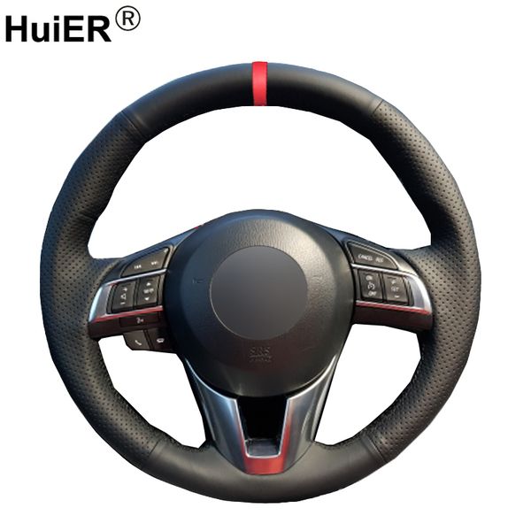 huier hand sew car steering wheel cover breathable red marker for cx-5 cx5 atenza 2014 new 3 cx-3 2016 scion ia 2016
huier hand sew car steering wheel cover breathable red marker for cx-5 cx5 atenza 2014 new 3 cx-3 2016 scion ia 2016