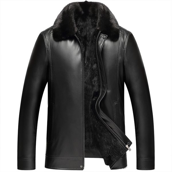mink coat menny overcome haining leather leather men's mink liner sheep jacket fur coat, Black
mink coat menny overcome haining leather leather men's mink liner sheep jacket fur coat, Black