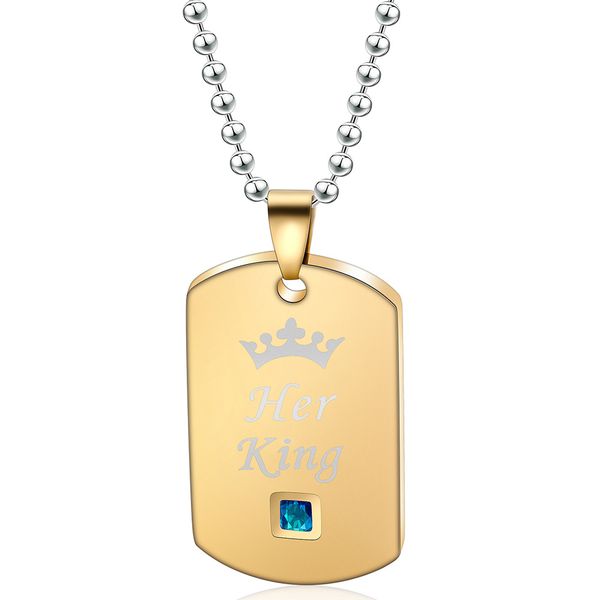fashion- couple necklace her king his queen crown couple square necklace ins titanium steel pendant necklace valentine's day gift, Silver
fashion- couple necklace her king his queen crown couple square necklace ins titanium steel pendant necklace valentine's day gift, Silver