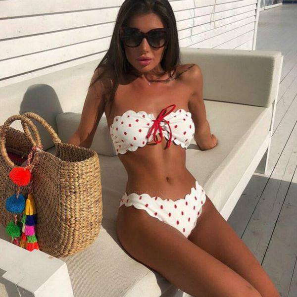 bandeau bikini set strapless ruffle swimsuit 2019 women polka dot brazilian bikini swim wear suit maillot de bain femme, White;black
bandeau bikini set strapless ruffle swimsuit 2019 women polka dot brazilian bikini swim wear suit maillot de bain femme, White;black