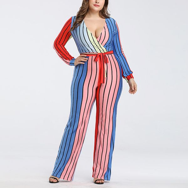 fadzeco autumn plus size women jumpsuit stripe print deep v neck long sleeve wide leg jumpsuit club party rompers, Black;white
fadzeco autumn plus size women jumpsuit stripe print deep v neck long sleeve wide leg jumpsuit club party rompers, Black;white