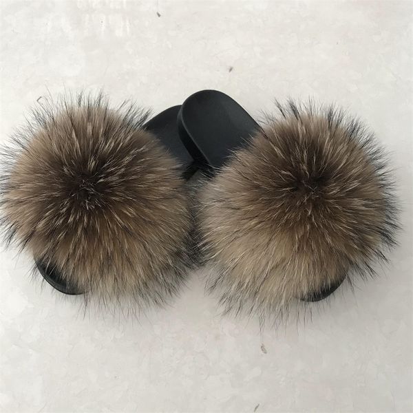 fur slides handbag sets real fur slides fox slippers fur slides purse, Black