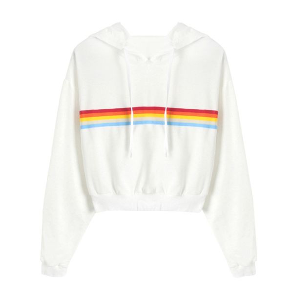 women spring autumn plus size loose long-sleeved short rainbow ribbon hoodie sweatshirt sweet, Black
women spring autumn plus size loose long-sleeved short rainbow ribbon hoodie sweatshirt sweet, Black