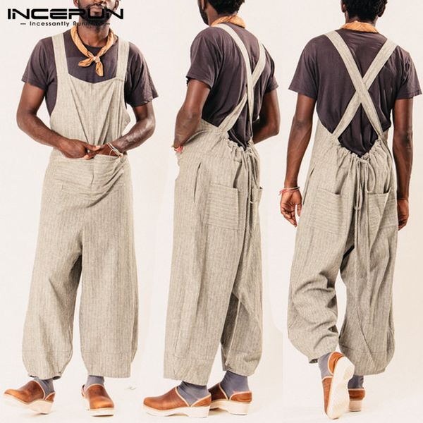 incerun 2019 fashion jumpsuit men casual pants striped loose overalls straps pockets trousers men women rompers streetwear s-5xl, Black
incerun 2019 fashion jumpsuit men casual pants striped loose overalls straps pockets trousers men women rompers streetwear s-5xl, Black