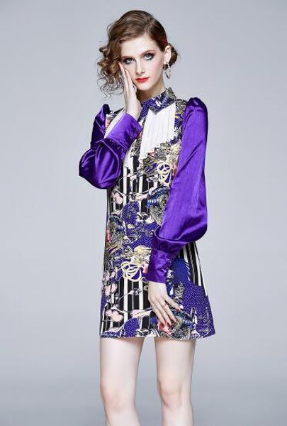spring new retro printed baby collar fashion lantern sleeve slim a-line short dress, Black;gray
spring new retro printed baby collar fashion lantern sleeve slim a-line short dress, Black;gray