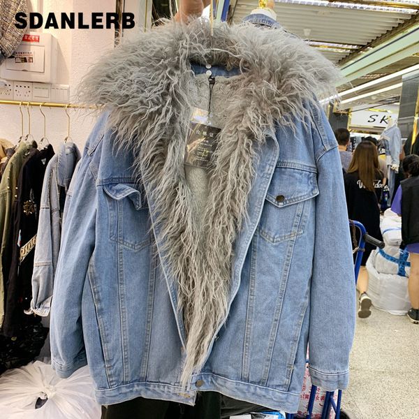 2019 big hairy collar lamb coat women's coat short cotton-padded jacket thicker denim jacket lady loose cotton coats femme, Black
2019 big hairy collar lamb coat women's coat short cotton-padded jacket thicker denim jacket lady loose cotton coats femme, Black