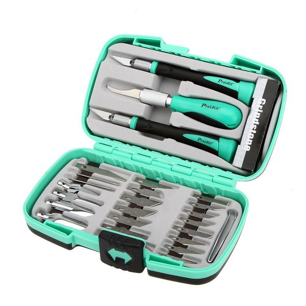 pro'skit pd-395a 30 pcs multifunction set deluxe hobby knife kit carving knives woodworking tools set
pro'skit pd-395a 30 pcs multifunction set deluxe hobby knife kit carving knives woodworking tools set