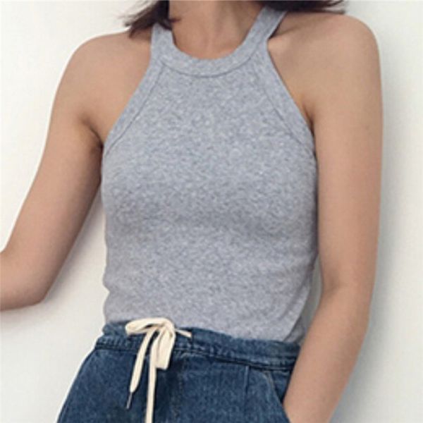 women slim halter neck off-shoulder camisole tees summer female tanks sleeveless basic solid t shirts, White
women slim halter neck off-shoulder camisole tees summer female tanks sleeveless basic solid t shirts, White