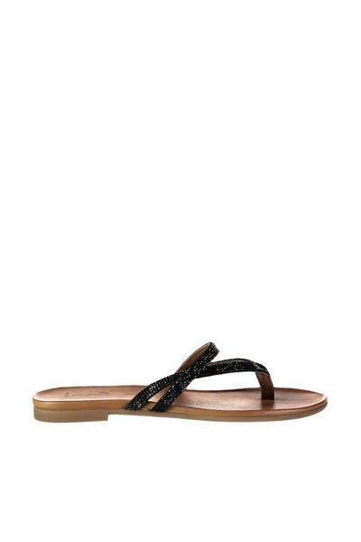pearl genuine leather black women 's slippers 120130005458