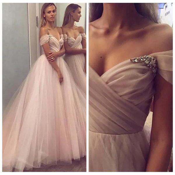 elegant evening dresses off-shoulder cap sleeve a-line tulle pink prom dresses pleated skirt crystals beading long prom dresses, Black
elegant evening dresses off-shoulder cap sleeve a-line tulle pink prom dresses pleated skirt crystals beading long prom dresses, Black