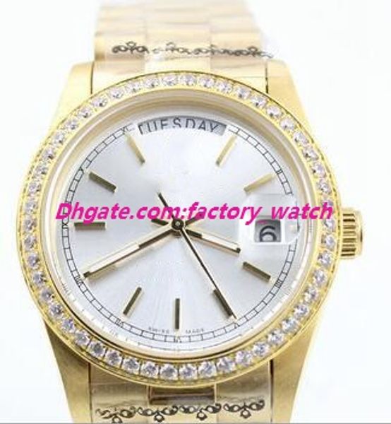 2 colors fashion men wristwatch 36mm 118348 white dial diamond bezel gold steel bracelet automatic luxury wristwatch ing, Slivery;brown
2 colors fashion men wristwatch 36mm 118348 white dial diamond bezel gold steel bracelet automatic luxury wristwatch ing, Slivery;brown