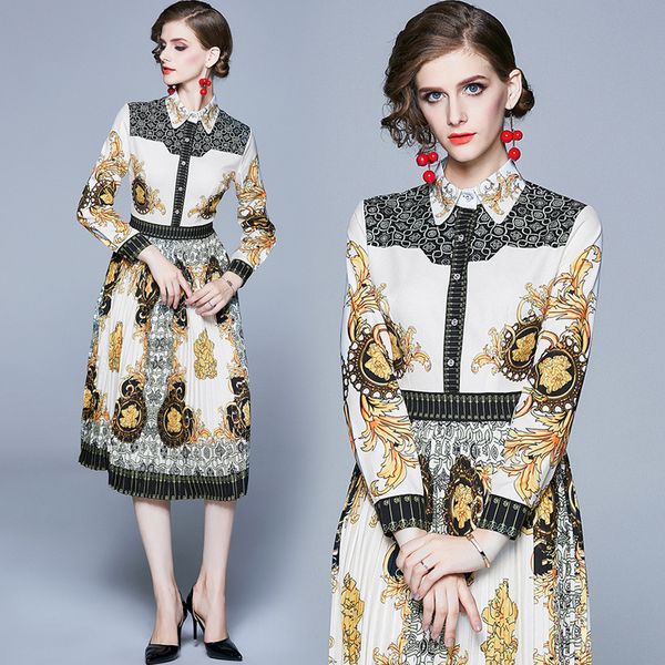quality baroque print luxury dress plus size women's runway long sleeve lapel neck ladies designer dresses office knee-length shirt dre, Black;gray
quality baroque print luxury dress plus size women's runway long sleeve lapel neck ladies designer dresses office knee-length shirt dre, Black;gray