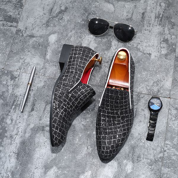 fashion grids pattern leather loafers shining sequins formal dress shoes big size mens wedding party shoes 2019 new, Black
fashion grids pattern leather loafers shining sequins formal dress shoes big size mens wedding party shoes 2019 new, Black