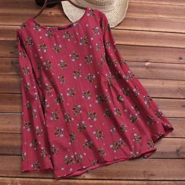 women's blouses & shirts zanzea 2021 spring vintage floral printed blouse women cotton linen shirt casual long sleeve tunic chemise fe, White
women's blouses & shirts zanzea 2021 spring vintage floral printed blouse women cotton linen shirt casual long sleeve tunic chemise fe, White