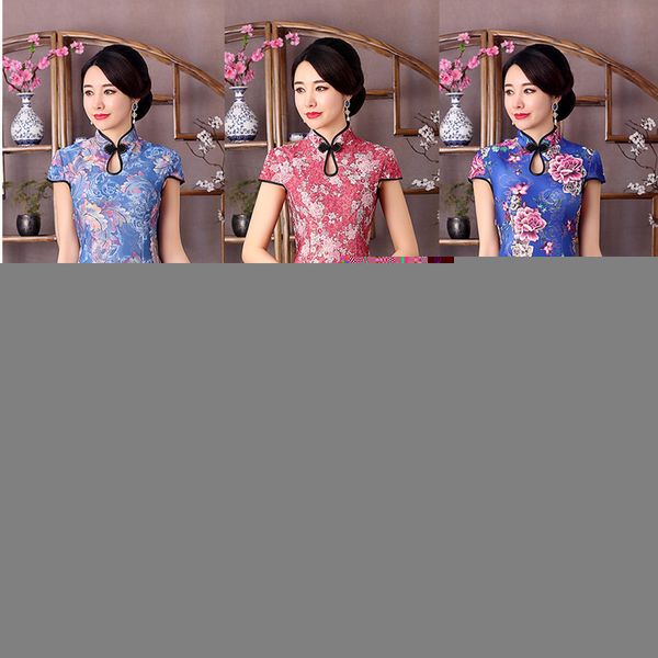 2019 satin cheongsam traditional chinese chinese ladies' qipao silm short sleeve novelty long dress, Red
2019 satin cheongsam traditional chinese chinese ladies' qipao silm short sleeve novelty long dress, Red