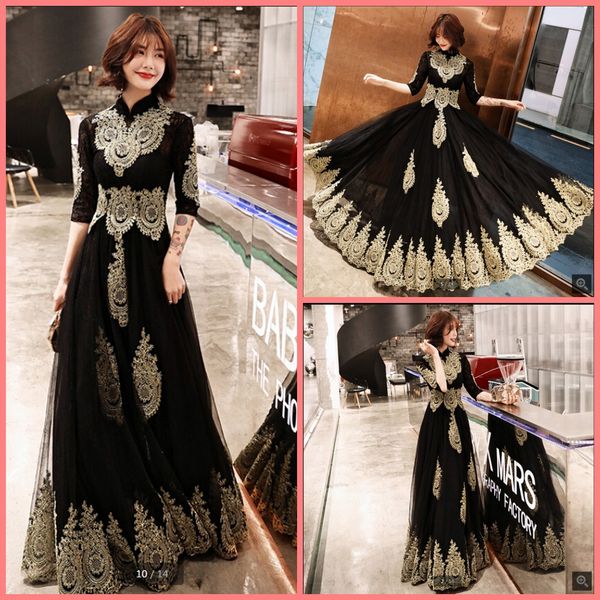 vestido de festa black gold lace appliques hollow back evening dress high neckline corset half sleeve fashion evening gowns sale, Black;red
vestido de festa black gold lace appliques hollow back evening dress high neckline corset half sleeve fashion evening gowns sale, Black;red