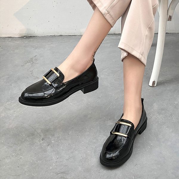 british small leather shoes women spring and autumn black flat retro women's singles loafers
british small leather shoes women spring and autumn black flat retro women's singles loafers