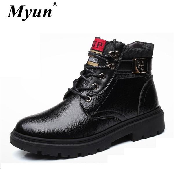 new super warm plush men's winter genuine leather ankle boots lace-up waterproof snow boots winter motorcycle men, Black
new super warm plush men's winter genuine leather ankle boots lace-up waterproof snow boots winter motorcycle men, Black