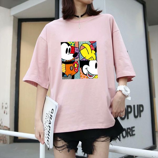 2020 summer round collar pure cotton cartoon printed t-shirt women's short sleeve loose fashion brand women's clothing, White
2020 summer round collar pure cotton cartoon printed t-shirt women's short sleeve loose fashion brand women's clothing, White