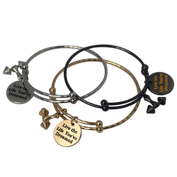 fashion men sports fitness series jewelry fitness barbell bracelet push-pull adjustable 3 color stainless steel bracelet, Black
fashion men sports fitness series jewelry fitness barbell bracelet push-pull adjustable 3 color stainless steel bracelet, Black