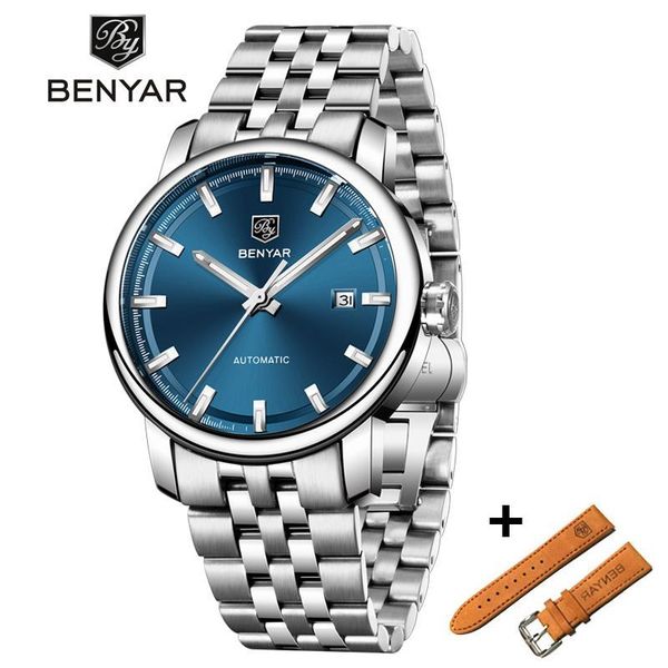 benyar business mens mechanical watches set waterproof genuine leather brand luxury automatic wristwatch clock relogio masculino, Slivery;brown
benyar business mens mechanical watches set waterproof genuine leather brand luxury automatic wristwatch clock relogio masculino, Slivery;brown