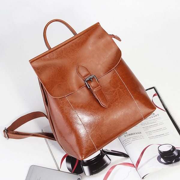 2020 new korean version of oil wax cowhide female bag shoulder bag simple large capacity travel college style backpack
2020 new korean version of oil wax cowhide female bag shoulder bag simple large capacity travel college style backpack