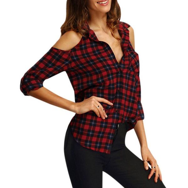half sleeve turn down collar shirt england style female new fashion plaid off shoulder casual women and blouses, White
half sleeve turn down collar shirt england style female new fashion plaid off shoulder casual women and blouses, White
