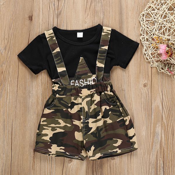children's short-sleeved letter-star print shirt camouflage pants set in black kids clothes girls summer girl clothes 2019, White
children's short-sleeved letter-star print shirt camouflage pants set in black kids clothes girls summer girl clothes 2019, White