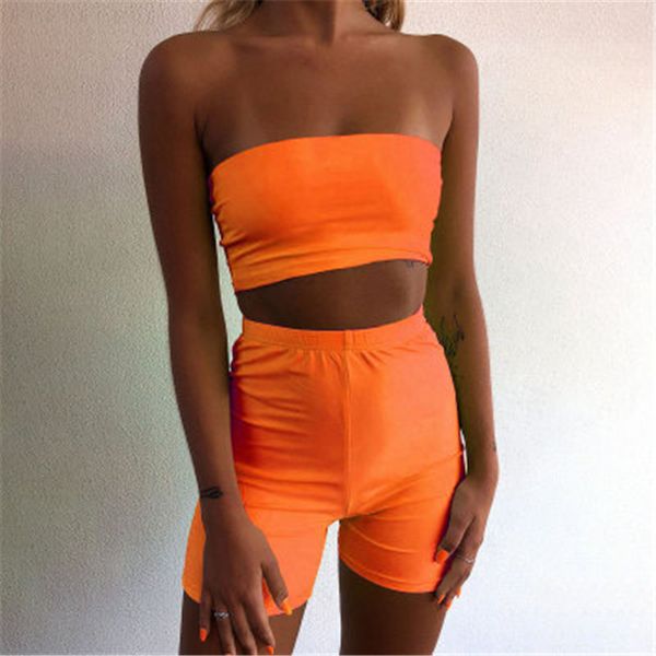 women solid 2pcs tracksuits streetwear summer strapless vest tank crop shorts bodycon lady slim sets club holiday suit, White
women solid 2pcs tracksuits streetwear summer strapless vest tank crop shorts bodycon lady slim sets club holiday suit, White