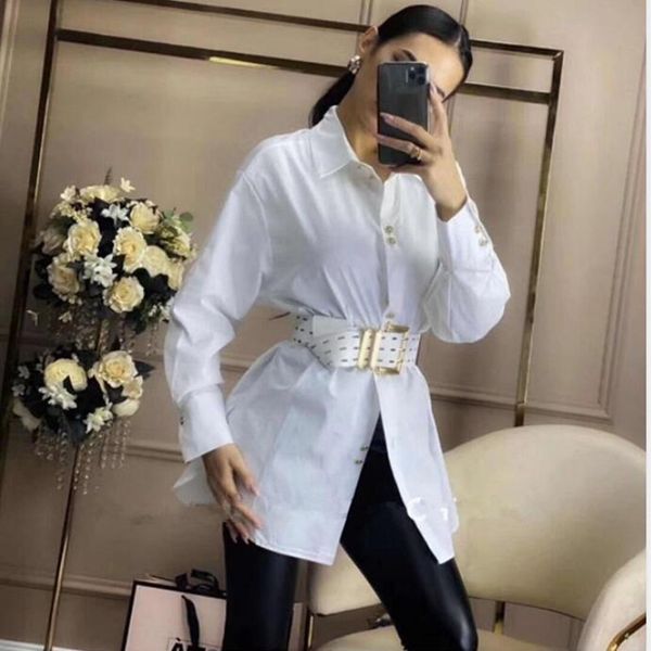cool gold belt long shirts dresses spring fall fashion lapel women solid pearl button female shirts loose casual work wear, White
cool gold belt long shirts dresses spring fall fashion lapel women solid pearl button female shirts loose casual work wear, White