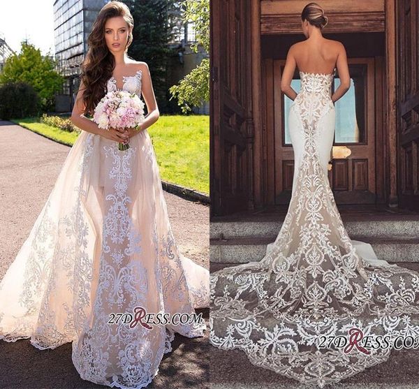 2019 mermaid wedding dress elegant detachable train bohemian bridal gown plus size custom made bc1777, White
2019 mermaid wedding dress elegant detachable train bohemian bridal gown plus size custom made bc1777, White