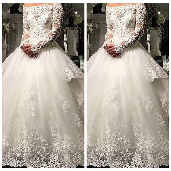 modest lace appliques a-line wedding dresses with detachable train long custom 2019 modest bridal gowns middle east vestidos de marriage, White
modest lace appliques a-line wedding dresses with detachable train long custom 2019 modest bridal gowns middle east vestidos de marriage, White
