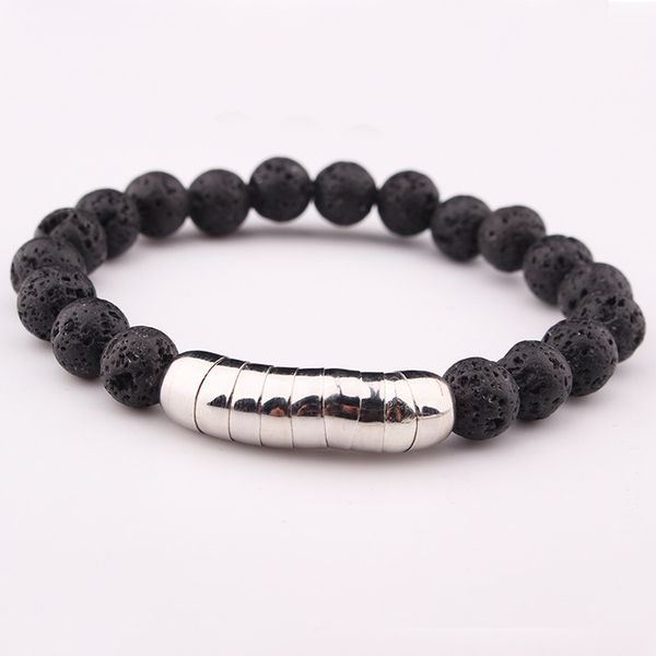 lava stone bracelet volcanic rock elastic beaded bracelets titanium stainless steel bracelet, Black
lava stone bracelet volcanic rock elastic beaded bracelets titanium stainless steel bracelet, Black