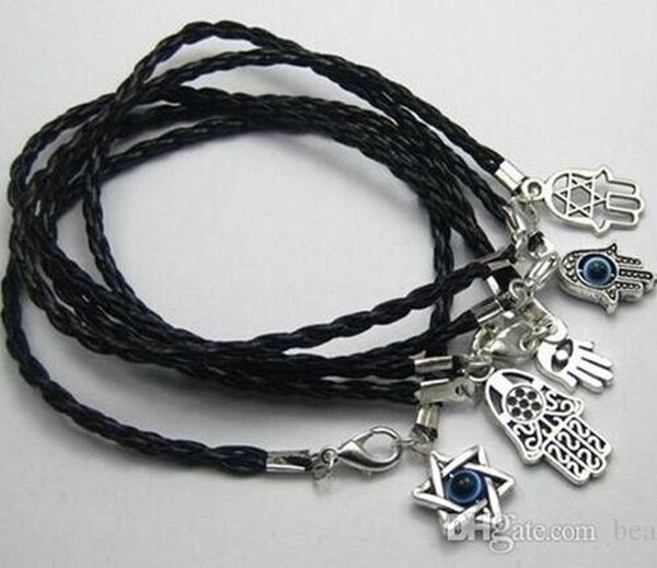 100pcs mixed kabbalah hamsa hand charms black leather braided string bracelets 15cm -21cm men and women lucky bracelet, Golden;silver
100pcs mixed kabbalah hamsa hand charms black leather braided string bracelets 15cm -21cm men and women lucky bracelet, Golden;silver