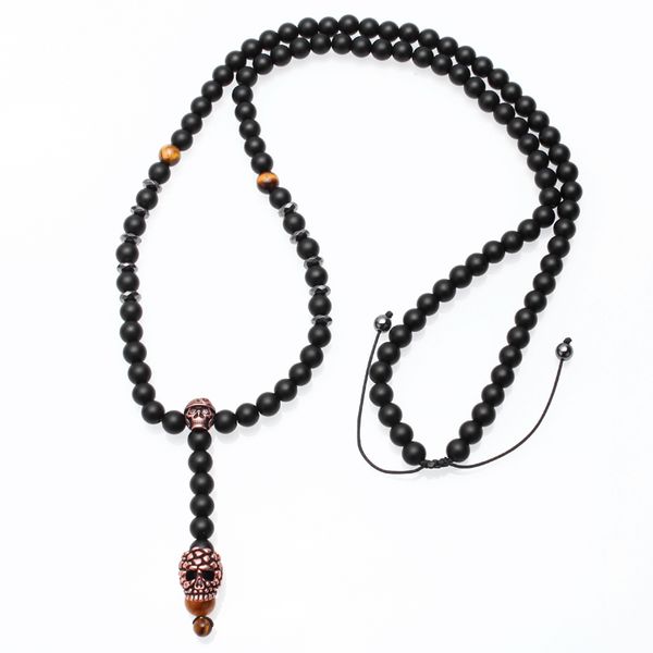 long necklace natural stone matte black onyx tiger eye beads skull necklace skeleton pendants for men women fashion jewelry 2019, Silver
long necklace natural stone matte black onyx tiger eye beads skull necklace skeleton pendants for men women fashion jewelry 2019, Silver