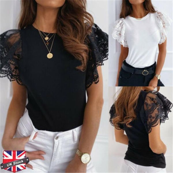 fashion women's lace short sleeve t-shirt women's summer t-shirt casual shirt, White
fashion women's lace short sleeve t-shirt women's summer t-shirt casual shirt, White