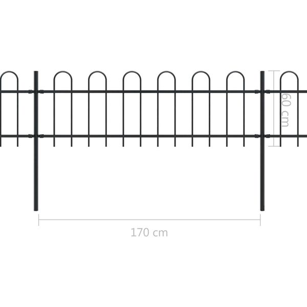 garden fence with bracket design steel 3.4 x 0.6 m black garden sets