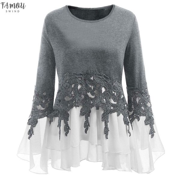 plus size fashion floral applique chiffon flare blouse casual winter ladies tunic female women long sleeve shirt blusas pullover, White
plus size fashion floral applique chiffon flare blouse casual winter ladies tunic female women long sleeve shirt blusas pullover, White