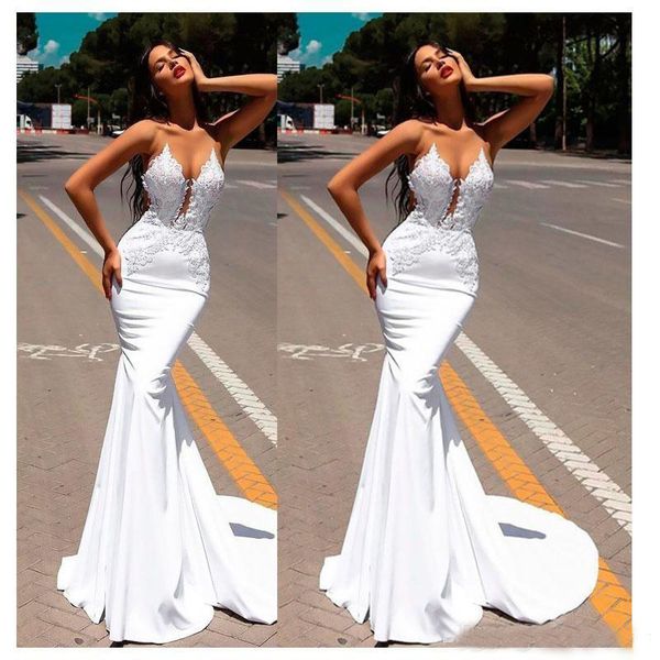 White Mermaid Wedding Dresses Sheer Neck Appliques With Beading Sequined Abendkleider Bridal Gown Sweep Train Red Carpet Dress
White Mermaid Wedding Dresses Sheer Neck Appliques With Beading Sequined Abendkleider Bridal Gown Sweep Train Red Carpet Dress
