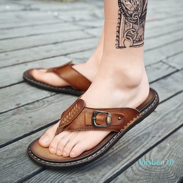 new genuine leather arrival summer men flip flops beach sandals non-slip l30, Black
new genuine leather arrival summer men flip flops beach sandals non-slip l30, Black