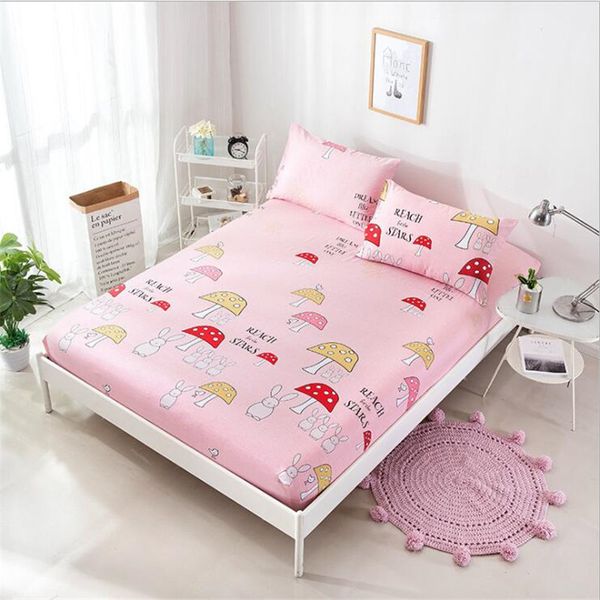 

fitted sheet cotton mattress protector skid resistance comfortable cactus animal dust cover single double pink vs hello kitty