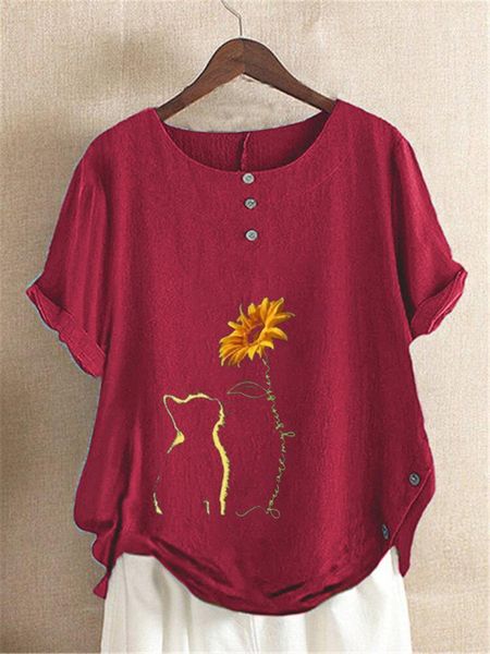 loose womens tees casual new comfortable females clothing irregular floral print womens tshirts short sleeve fashion, White 
loose womens tees casual new comfortable females clothing irregular floral print womens tshirts short sleeve fashion, White