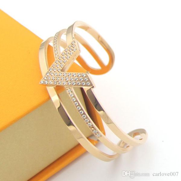 luxury fashion v letter style cuff bracelet stainless steel bangles for women jewelry crystal charm love bracelets men, White
luxury fashion v letter style cuff bracelet stainless steel bangles for women jewelry crystal charm love bracelets men, White
