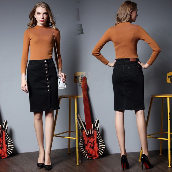 2019 summer plus size 5xl 6xl women denim skirt high waist single-breasted solid slim fit bag hip midi skirt female office, Black
2019 summer plus size 5xl 6xl women denim skirt high waist single-breasted solid slim fit bag hip midi skirt female office, Black
