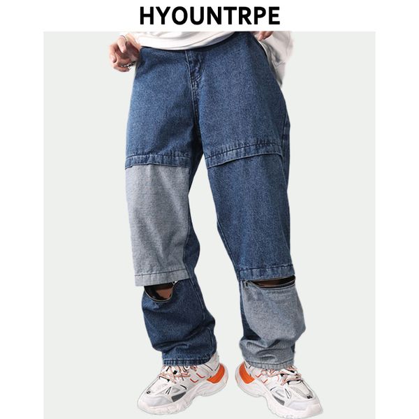 men patchwork wide denim pants hip hop loose wide leg jean pant fashion zipper holes pants new spring casual streetwear trousers, Blue
men patchwork wide denim pants hip hop loose wide leg jean pant fashion zipper holes pants new spring casual streetwear trousers, Blue