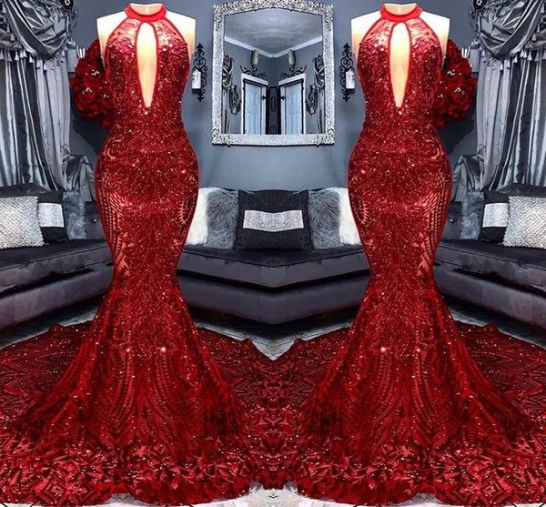 Sexy Red Sequined 2019 Prom Dresses Keyhole Sleeveless Mermaid Evening Gowns Gown For Women Sparkly Prom Dress robes de soirée
Sexy Red Sequined 2019 Prom Dresses Keyhole Sleeveless Mermaid Evening Gowns Gown For Women Sparkly Prom Dress robes de soirée