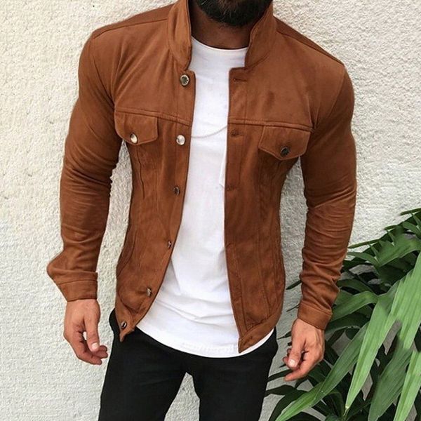 men jackets 2019 new men solid color long sleeve jacket with pockets single-breasted slim fit casual coats, Black;brown
men jackets 2019 new men solid color long sleeve jacket with pockets single-breasted slim fit casual coats, Black;brown
