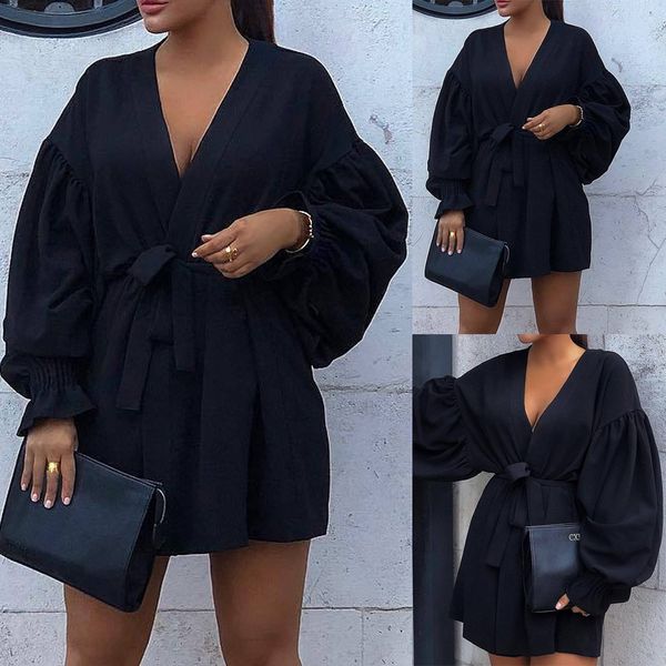 casual black color dress sukienka women's autumn long sleeve v neck bandage waist solid color casual mini dress ropa mujer#7, Black;gray
casual black color dress sukienka women's autumn long sleeve v neck bandage waist solid color casual mini dress ropa mujer#7, Black;gray