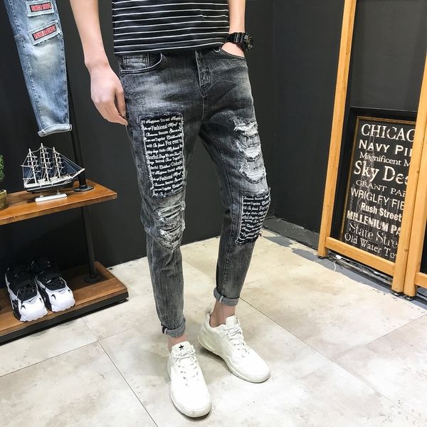 nice spring and summer trend korean version of the couple casual fashion stretch slim sports hole print jeans hip hop, Blue
nice spring and summer trend korean version of the couple casual fashion stretch slim sports hole print jeans hip hop, Blue
