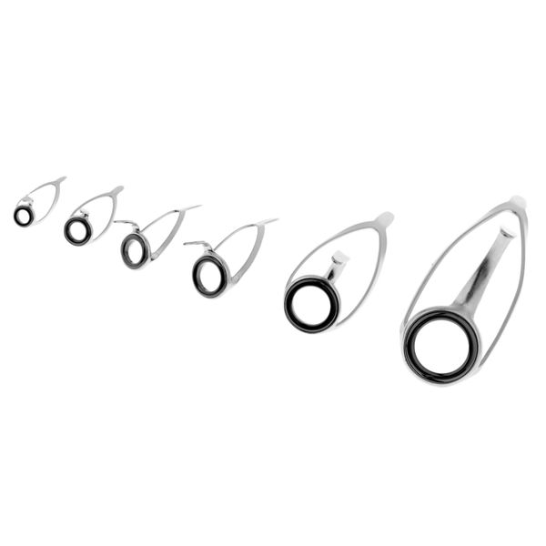 6pcs ceramic ring eyes fishing rod guides line ring stainless steel frame